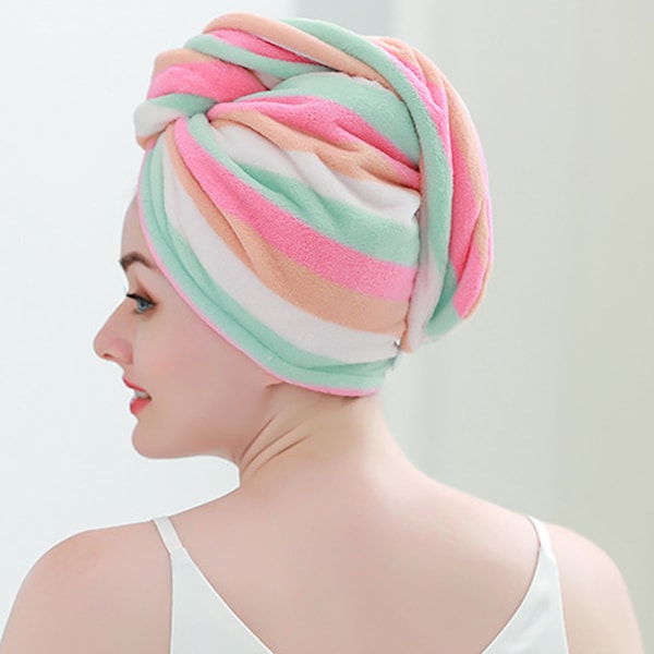 Mikrofiber Hårhandduk, Snabbtorkande Superabsorberande Anti-Frizz Hårhandduk med Elastiskt Band för Lockigt Långt Hår, Lätt och Användbar
