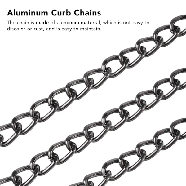 Aluminium Curbkedjor 10 Meter Justerbar Längd DIY Hantverk Smycke Kedjelänk Halsband för Reklamtavla Silver Svart