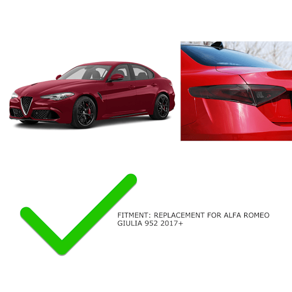 Skyddsöverdrag för baklykta, transparent grå, dekoration, ersättning för Alfa Romeo Giulia 952 2017+