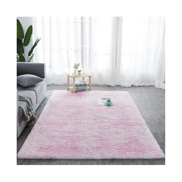 Oval fluffig ultra mjuk sovrumsmatta Plysch plyschmatta - Tie-dye ljus puder