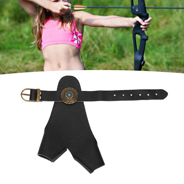 Bågskydd Handskydd PU Läder Justerbar Rem Vintage Nitar Dekoration Handskyddshandske Svart