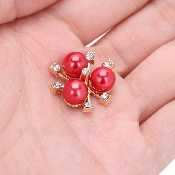 20 st pärlblommor strass DIY kläder manschett brosch mode smycken tillbehör röd