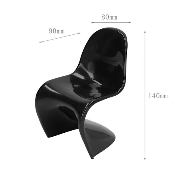 2 st miniatyrstol 1/6 skala casual söt stil DIY liten plastmaterial 14x9x8cm dockhusleksaker för prydnader svart