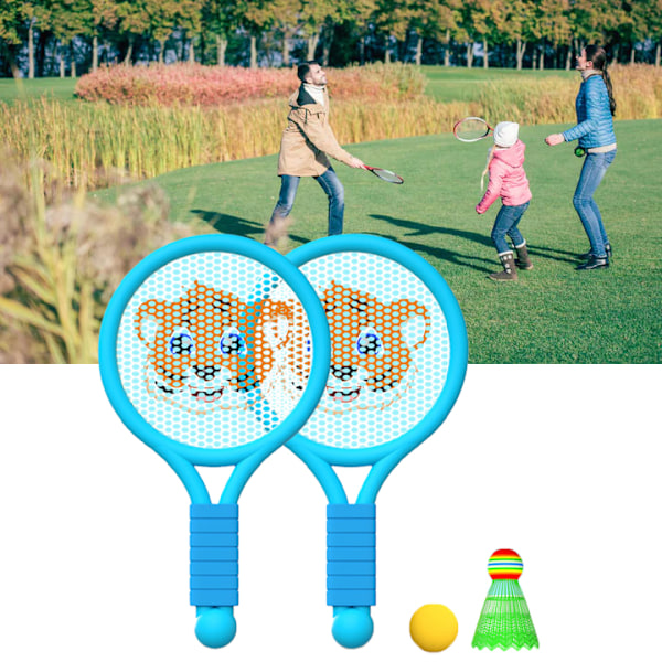 Badmintonracket för barn, lätt badmintonracket leksaksset för 3-7 år pojkar flickor inomhus utomhus blå tiger