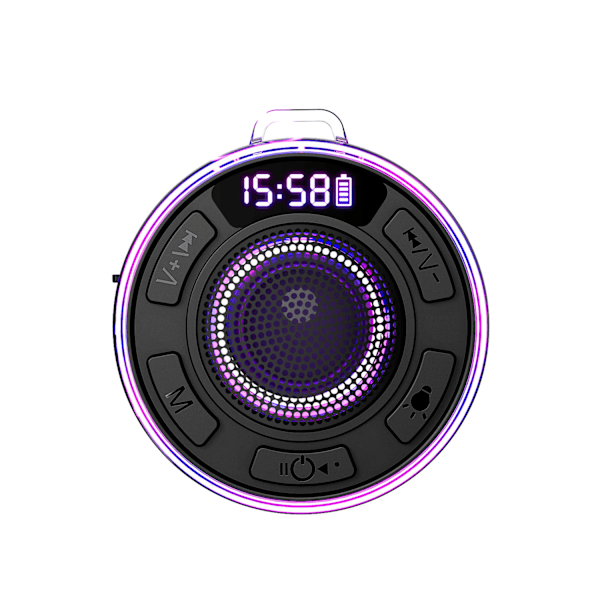 Bluetooth Högtalare Dusch, IP7 Vattentät Duschhögtalare med Sugkopp, Trådlös Portabel Högtalare med RGB Färgglatt Ljus, 8 Timmar Stereo, Skärm