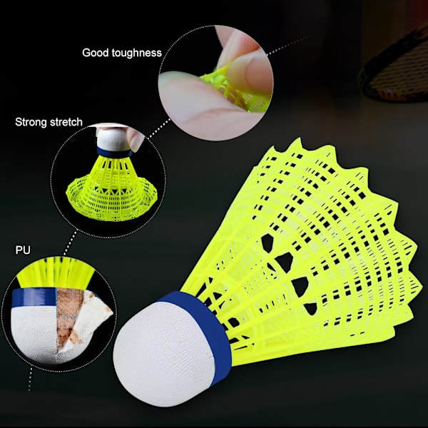 6 st/set Professionella Nylon Badmintonbollar Shuttlecock Utomhus Sport Träning Tillbehör