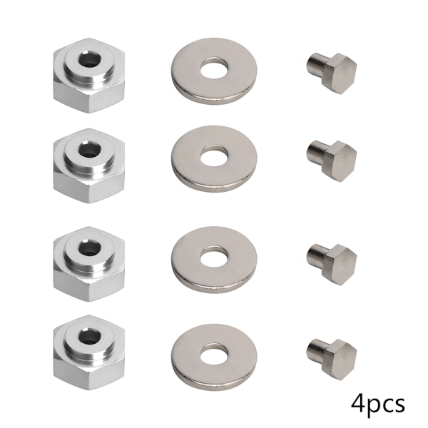 4 st aluminiumlegering 12 mm vrid till 17 mm hjulhexadapter för 1/10 RC-bil (silver)