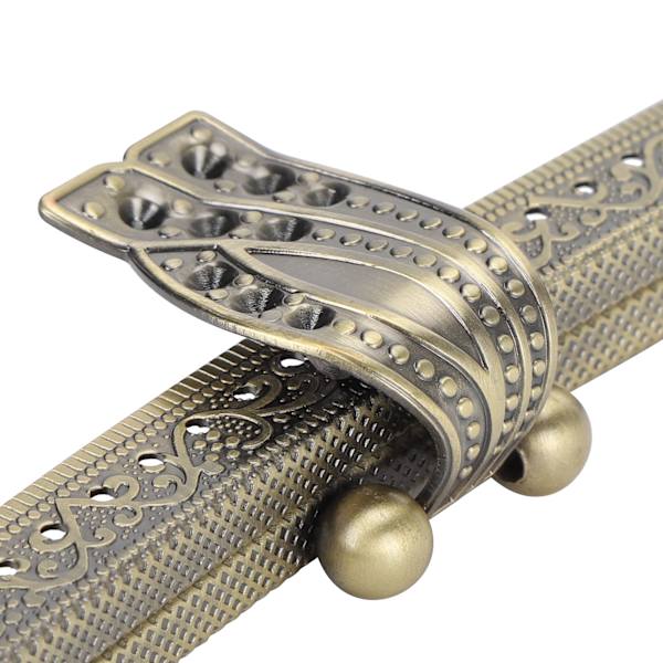 Metallisk plånboksram DIY Kyssspänne Lås Retro Präglat Handtag Hårdvara Tillbehör 20cmBrons B01-027—00476