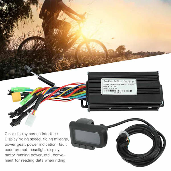 Elcykelkontrollersats med LCD-display 24V 36V 48V 500W till 750W 26A 3-läges sinusvågskontroller för scooter