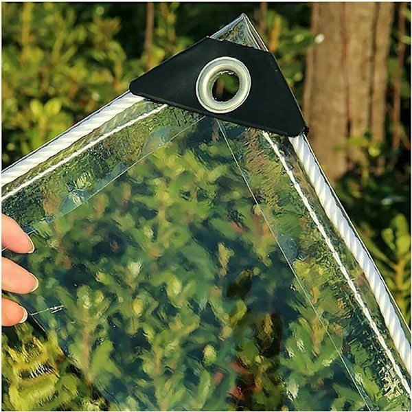 Kraftig Vattentät Presenning, Transparent Skyddspresenning med Öljetter för Användning Året Runt, 2x2m