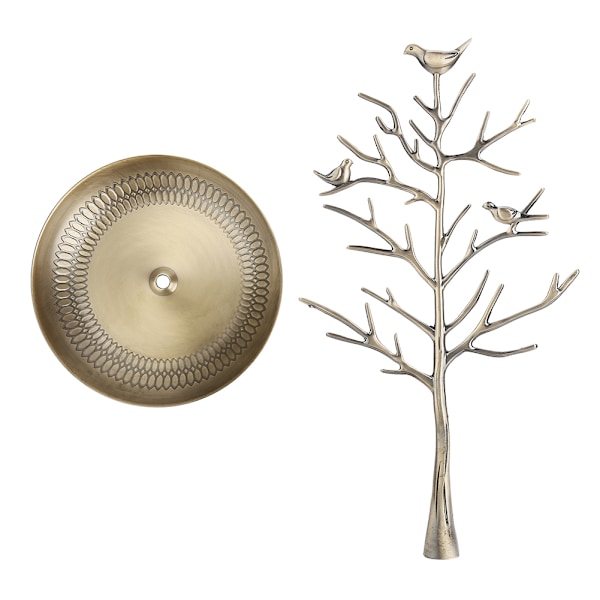 Multifunktionell Smyckeshållare, Enkel Montering, Stilfullt Konstverk, Galvaniserad Metallkonstruktion, Kreativ Design med Krokar och Grenar, Praktisk Bricka,