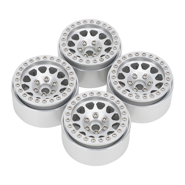 4 st 1:10 RC Crawler Car Metallhjulnav Bil Däck Passar för Axial SCX10 / SCX10II / 90046 / 90047Silver