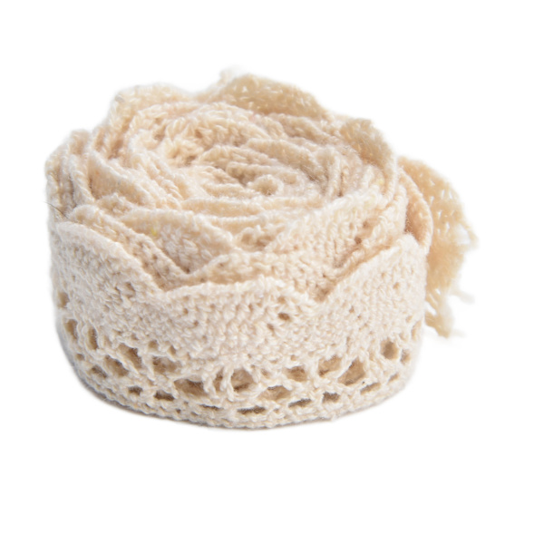 Spetsband DIY Bomulls Nät 2cm Bredd 20 Yards Elegant Tyg Spets Trim för Gardin Kläder Bordsduk Presentpaket Beige