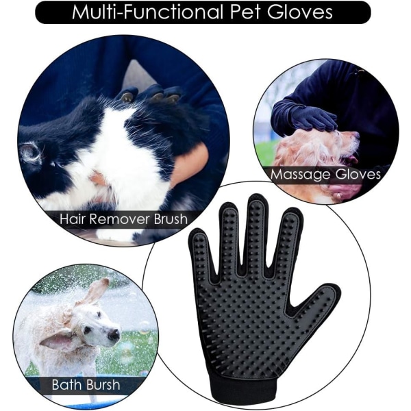 Ny version Husdjursvårdsborste, Förbättra Pet Grooming Handske, Avlägsningshandske för hund och katt, 1 par Vänster & Höger Skonsam De-Shedding Glove Brush$Pet