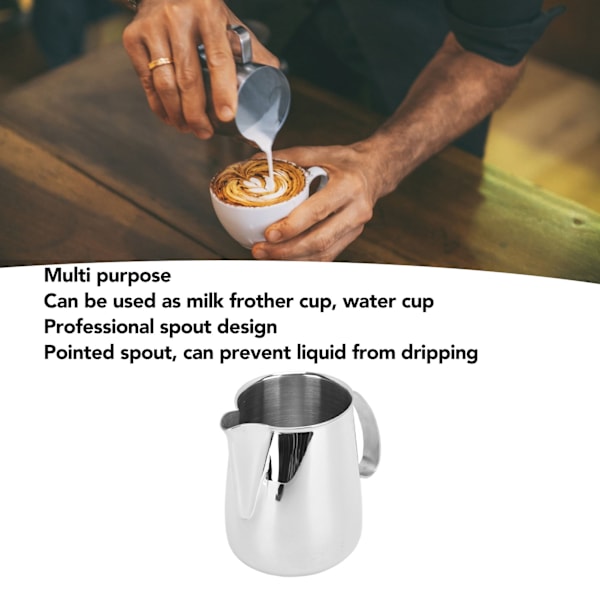 Mjölkskummare i rostfritt stål 304, droppfri spets, integrerad mjölkskummare, kaffekanna, 700 ml