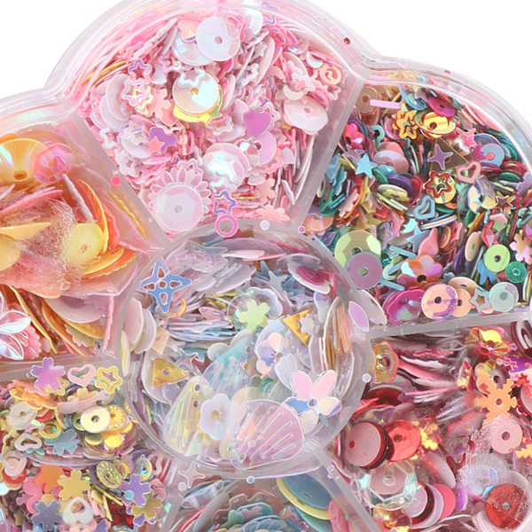 Glitterkonfetti Färg Oregelbunden Hål Glansiga Klädtillbehör Set för DIY Hantverk