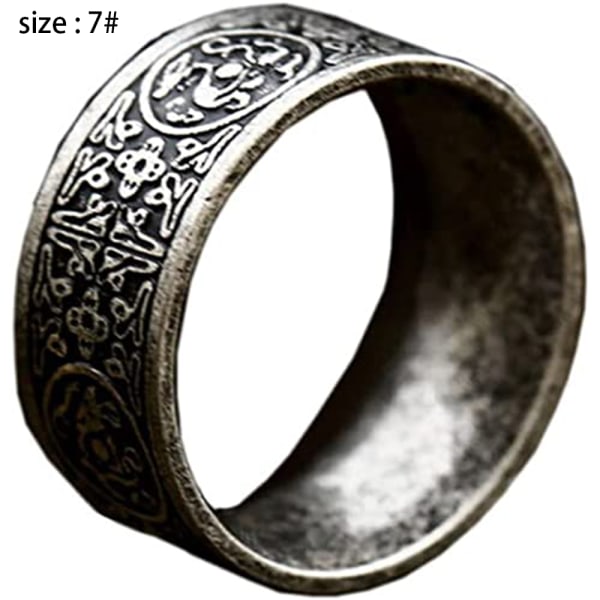 Ring i rostfritt stål antik 4 skyddsdjur, drake, vit
