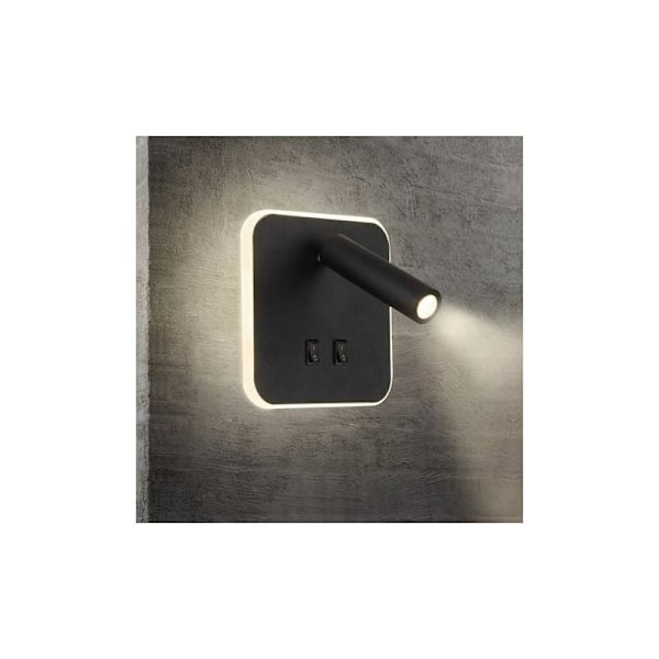 Flexibel Läslampa med Roterande Arm och Justerbar Spotlight, Lätt att Installera, Hållbar Aluminium, Svart Fyrkantig Design för Bred Användning (14.5 *