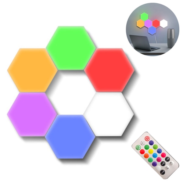 Hexagonljus med fjärrkontroll, beröringskänsligt RGB-spel