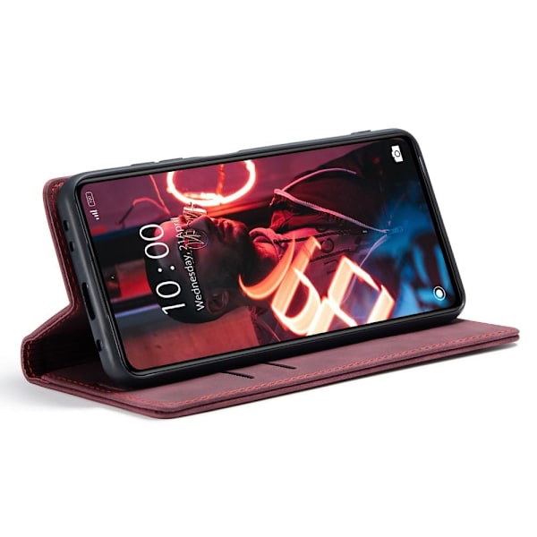 CASEME Xiaomi Redmi Note 12 Pro 5G Fodral Retro Flip Läder Vinrö