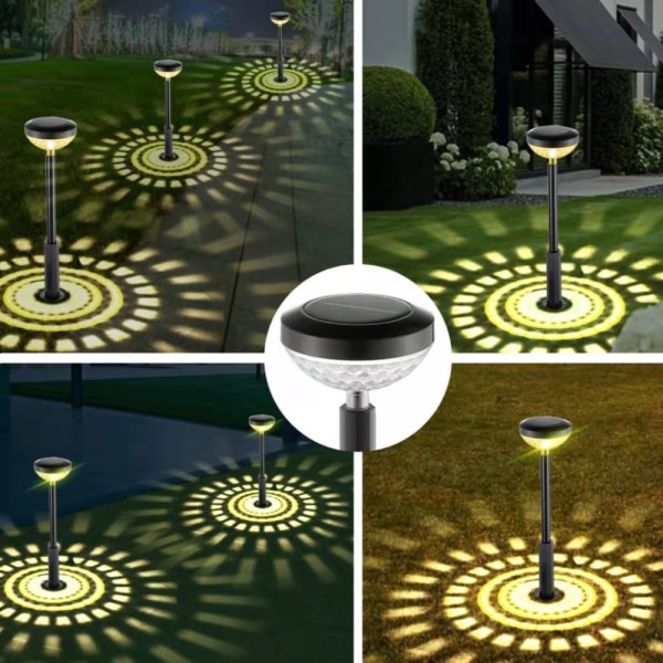 Solar Pathway Lights 4 Pack, Färgskiftande LED Vattentät Solar Warm light+breathing often brighten