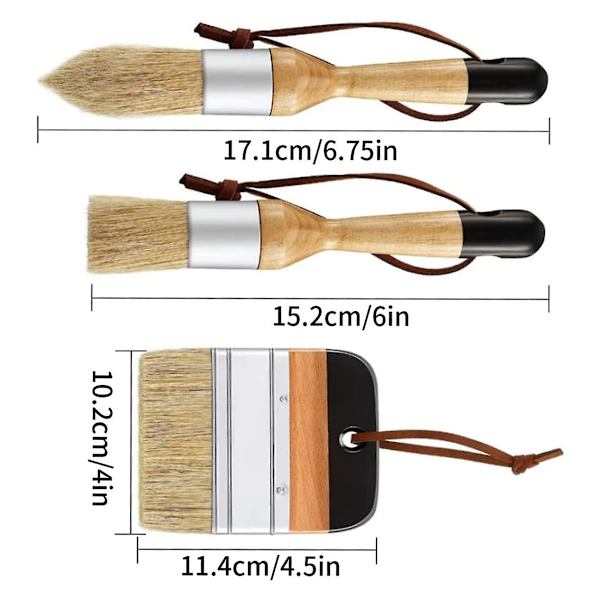Färgborstar Krita & Vax Färgborstar Borstborstar Möbler Platt Spetsig Rund Kritade Färgborstar 3 Stycken Målningsborste Målningsverktyg3pcs)