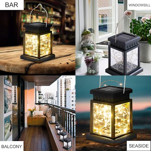 LED-solcellslyktor - Solcellsdrivna bärbara hängande lampor med 30 lysdioder - IP44 vattentät - för trädgård, balkong, gård, uppfart, staket, uppfart,
