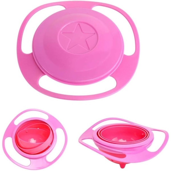 Gyroskopskål för småbarn Spädbarns magic båge - 360 ° Lämplig för 1 till 3 åringar Stänksäker skål med cover och 360 ° skålrotation, ingen mat