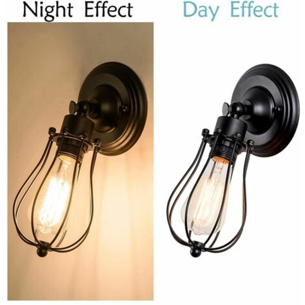 Vintage industriell vägglampa - svart utan ljuskälla