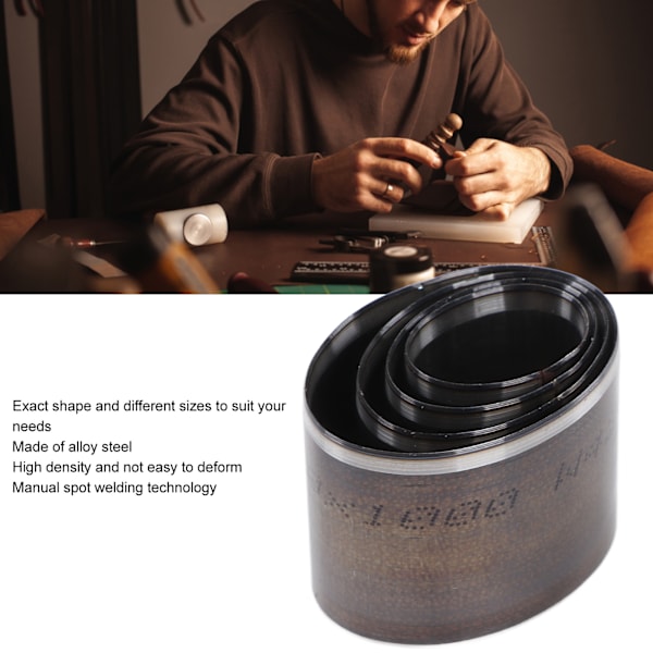 4-pack Läderstansset i Legering Oval Form Manuell Stansning DIY Hantverk Verktyg