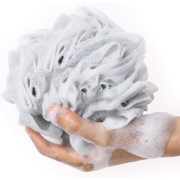 Exfolierande kroppssvamp med upphängningsdesign, mild exfolierande duschpuff, set om 4, miljövänlig, vakuumförpackad för att bevara fräschören
