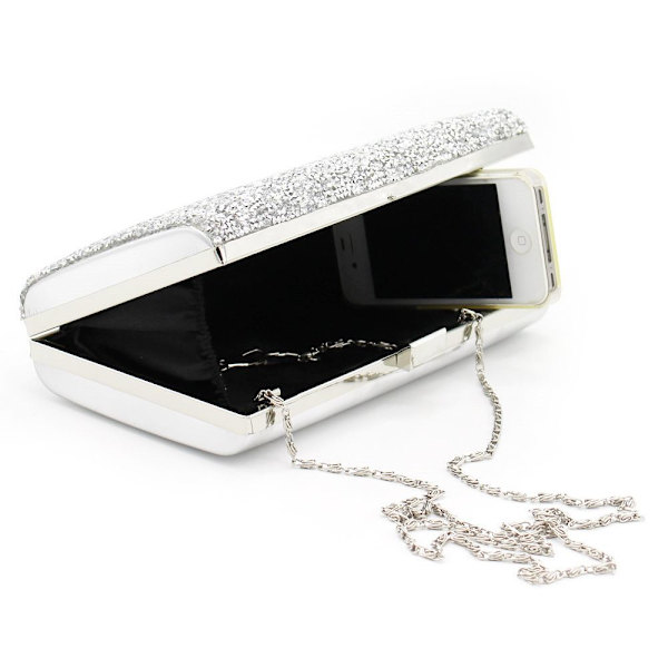 Kedja Väska, Koppling Kvinnor, Glitter Festväska, Elegant Kuvert Väska Kedja Väska Crossbody Väskor för Bröllop Fest Fritid Datum (Silver)