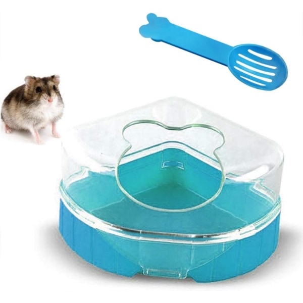 Hamsterbadrum Gerbil plastsand torrbadsbehållare Liten djurbastubadrumssandlåda med sked, lämplig för hamstrar, gerbiler, möss och
