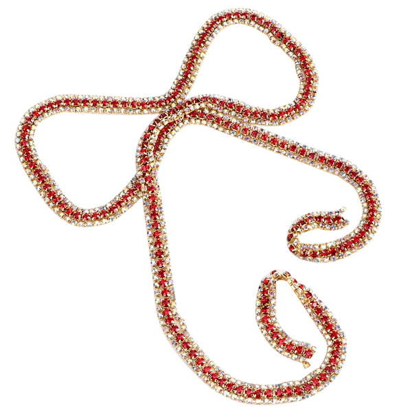 1 Yard 3 Rader Kristallglas Rhinestone Trimming Kedja Bröllop Kläder Dekor Röd+AB Rhinestone
