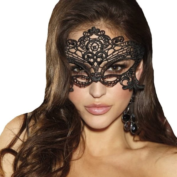 Venetian Mask Spetsmask för kvinnor Spetsmask Svart ögonmask