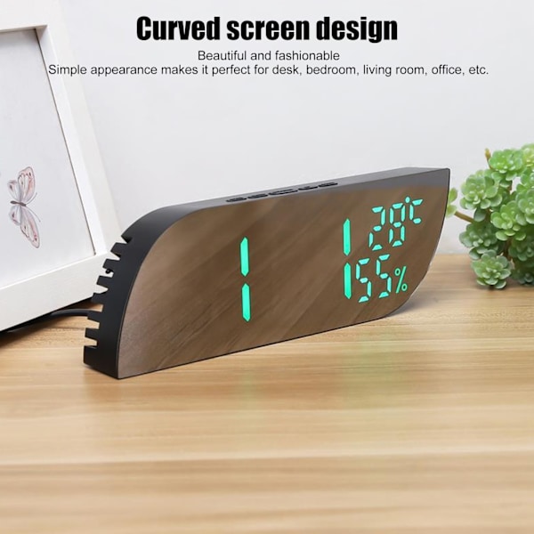 LED Spegel Elektroniska Klockor 12H 24H Display Intelligent Ljussensor Modern Elektronisk Klocka Digital Väckarklocka för Sovrum Grön