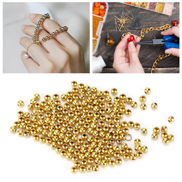 200 st smyckespärlor Enkla material Armband Halsband Tillbehör Partitionspärlor för DIY Smycken Imitation Guld