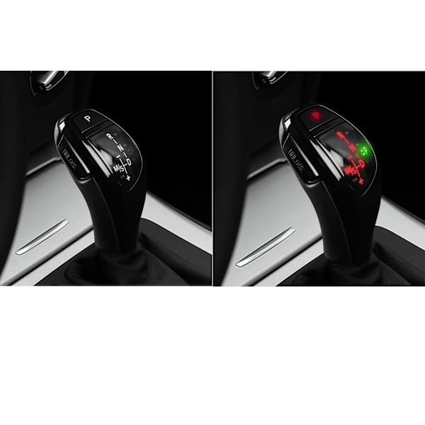 LED Växelspaksknopp Tumtyp Växelspak Huvud Retrofit Kit med Ett Klick Startknapp för E90 E91 E92 E93 LHD Kolfiberstil