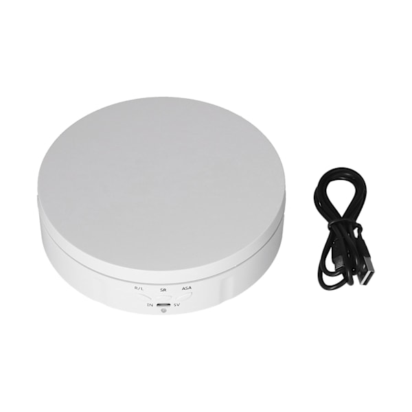 145mm 360° Rund Automatisk Roterande Display Stativ 3 Hastighetskontroll USB-driven Smyckeskivspelare för Utställning Vit