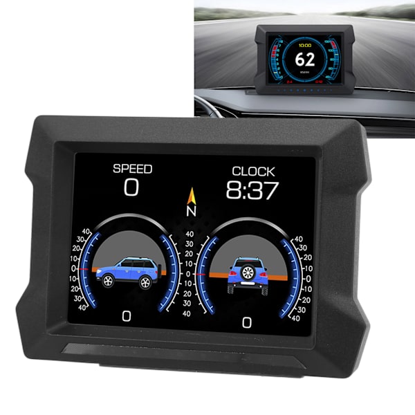 Universal Bil-HUD OBD2 GPS Mätare Display med Lutningsmätare Överhastighetsvarning för Fordon