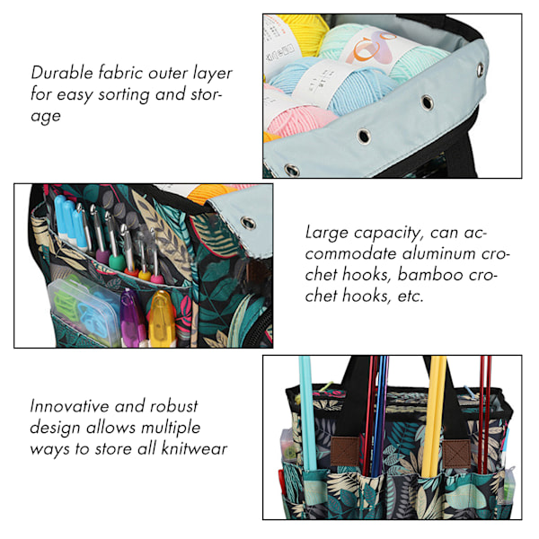 Ullförvaringsväska Multifunktionell Organizer Virkning Stickning Garn Tote Craft Sytillbehör