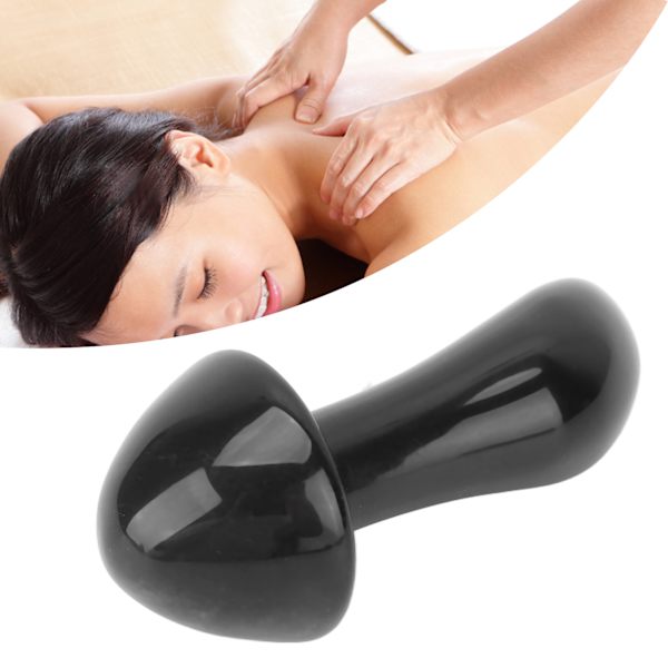 Svampformade massagestenar Gua Sha-massageskrapa i jadesten för avslappnande kroppssvart