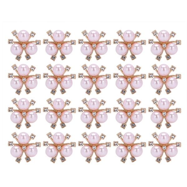 20 st pärlblommor strass DIY kläder manschett brosch mode smycken accessoarer rosa