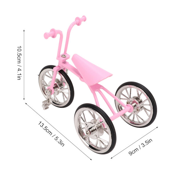 Rosa Look Leksak Tricykel Modell Simulerad Design Tricykel Prydnad Slitstark Legering DIY Leksak Tricykel Prydnad för Samla