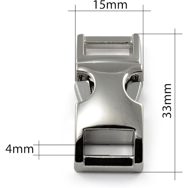 Klämlås i legerat metall, perfekt för paracords (armband, hundhalsband, etc.), spänne, clips, storlek: S, 3/8”, 33 mm x 15 mm, färg: silver, från