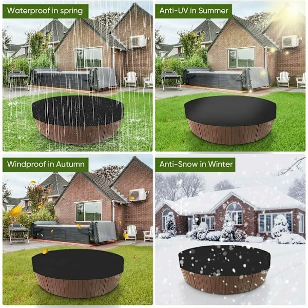 Skydd för badtunna, vattentätt utomhuspoolskydd med vindtätt system för runt spa, enkel montering och borttagning (190*30 cm)