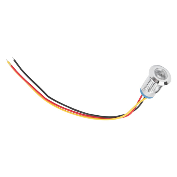 4 Set PreWired Runda LED-lampor Vattentäta Metall 2-färgsindikatorer Gemensam Katod 12mm 1224V (Röd och Gul)