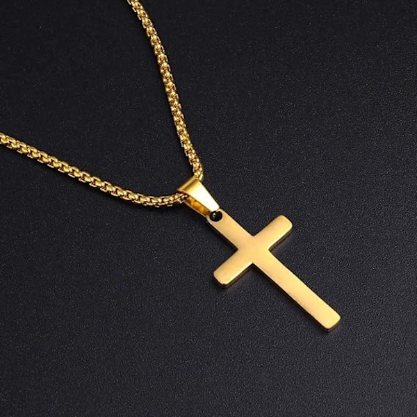 Korshänge för män, rostfritt stål silver plain cross P A A