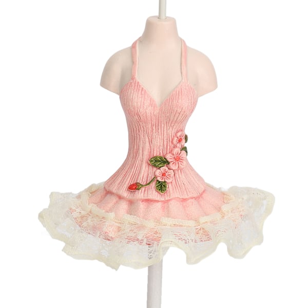 Örhängen Halsband Prinsessklänning Ställ Display Harts Mänsklig Modell Smyckesorganisatör Rosa