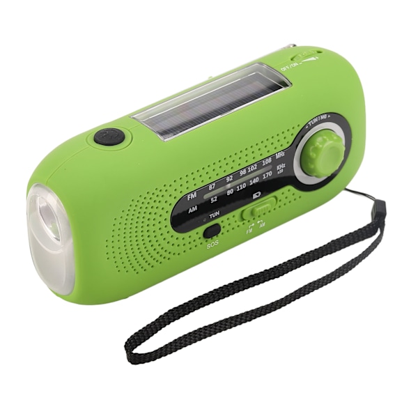 Nödladdningsbar Väderradio med Vev, Multifunktionell Nödladdningsradio med Portabel Överlevnads-Powerbank, Soldriven Nödradiio för Inomhusbruk